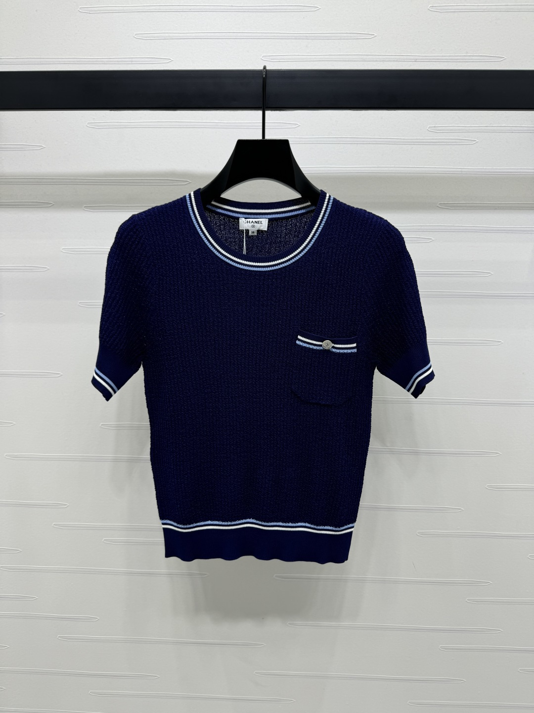샤넬 여성 스트라이프 크루넥 카라 반팔 티셔츠 레플리카 18767 Chanel Women T Shirt