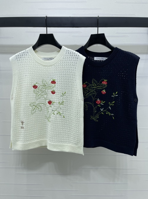 Dior 2025 Early Autumn Strawberry Knit Vest, Wool Blend, Embroidered Detail 1 Dior 2025 Early Autumn Strawberry Knit Vest, Wool Blend, Embroidered Detail