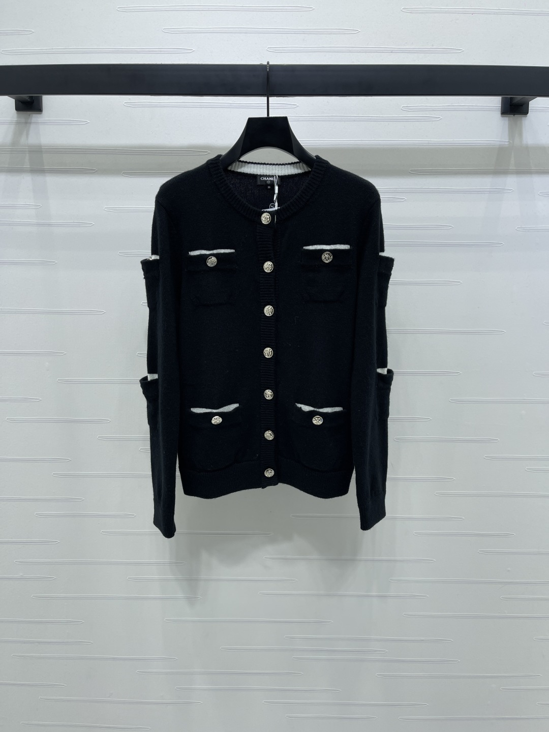 Elegant Chanel Knit Cardigan with Contrast Trim and Belt - Autumn Collection