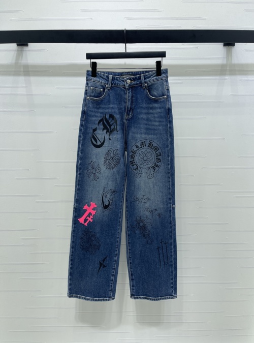 Chrome Hearts 2025 Autumn Denim Jeans Vintage Blue High Waist Wide Leg 1 Chrome Hearts 2025 Autumn Denim Jeans Vintage Blue High Waist Wide Leg