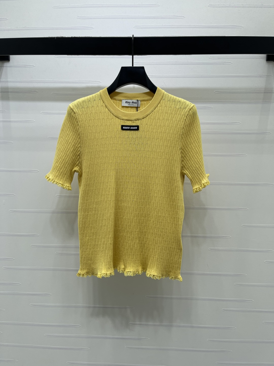 미우미우 여성 레이스 반팔 니트 레플리카 19019 Miu Miu Women T Shirt