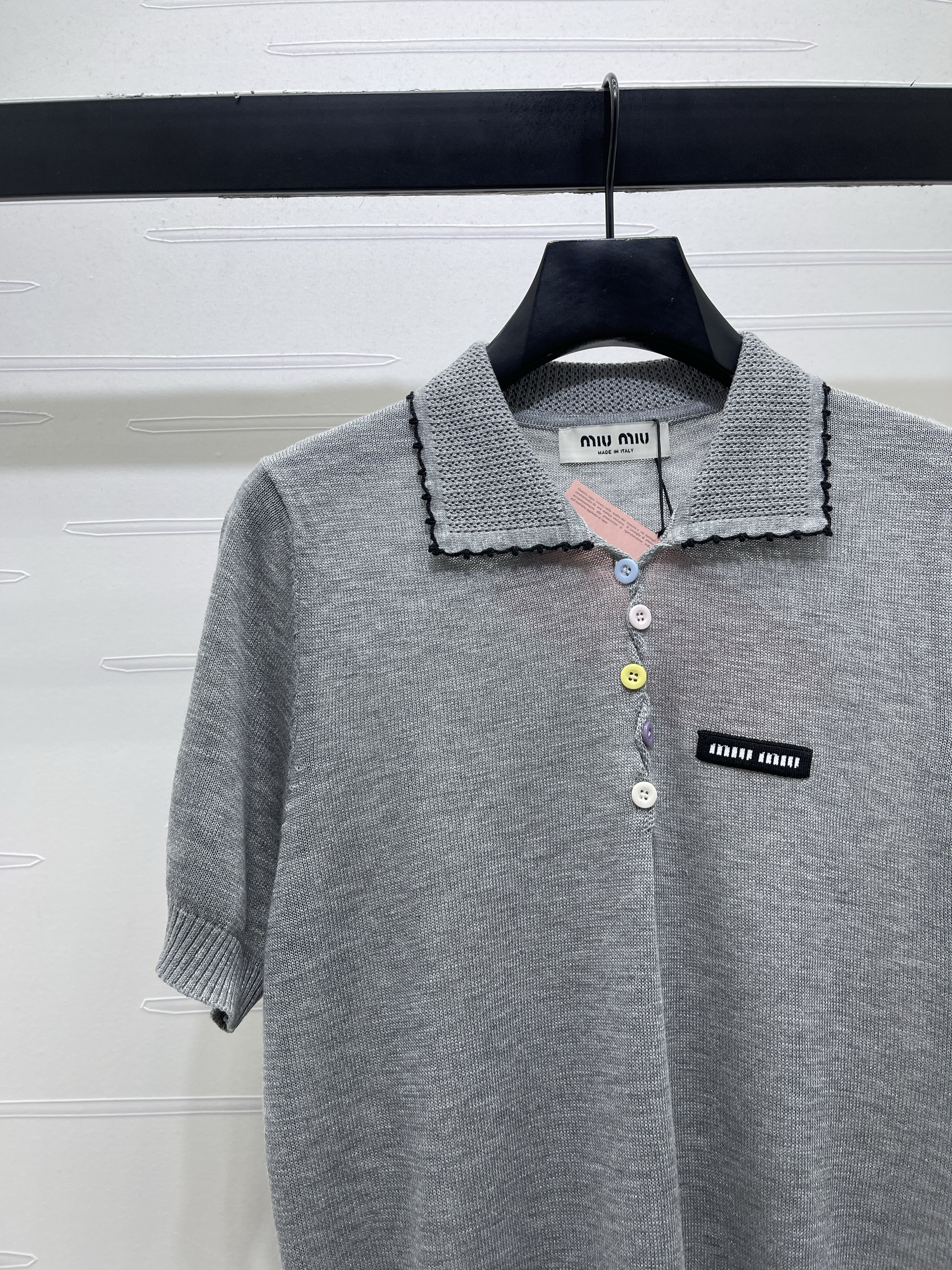미우미우 폴로 니트 반팔 탑 상세 이미지 12