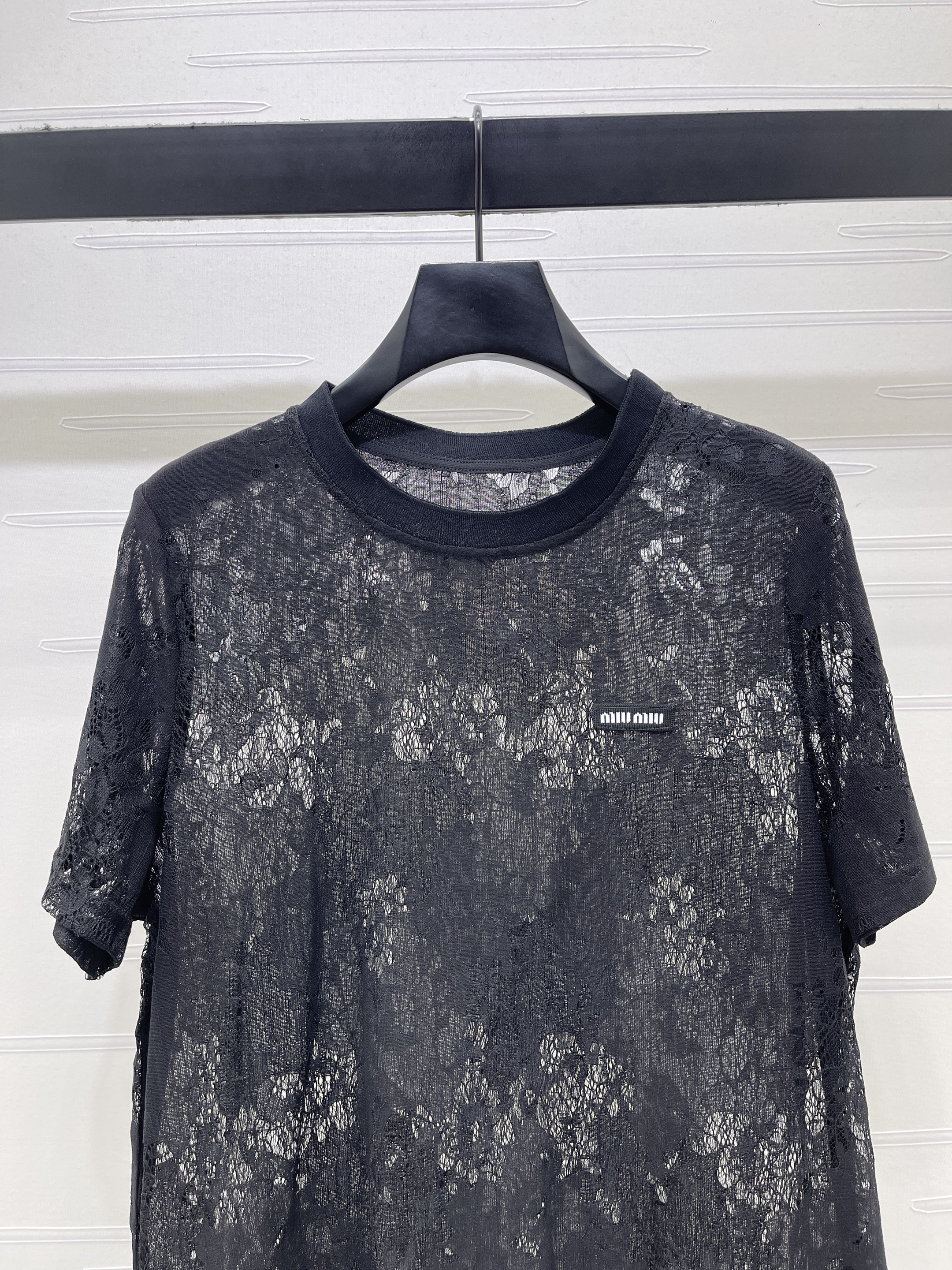미우미우 레이스 크로셰 라운드넥 반팔 탑 상세 이미지 13