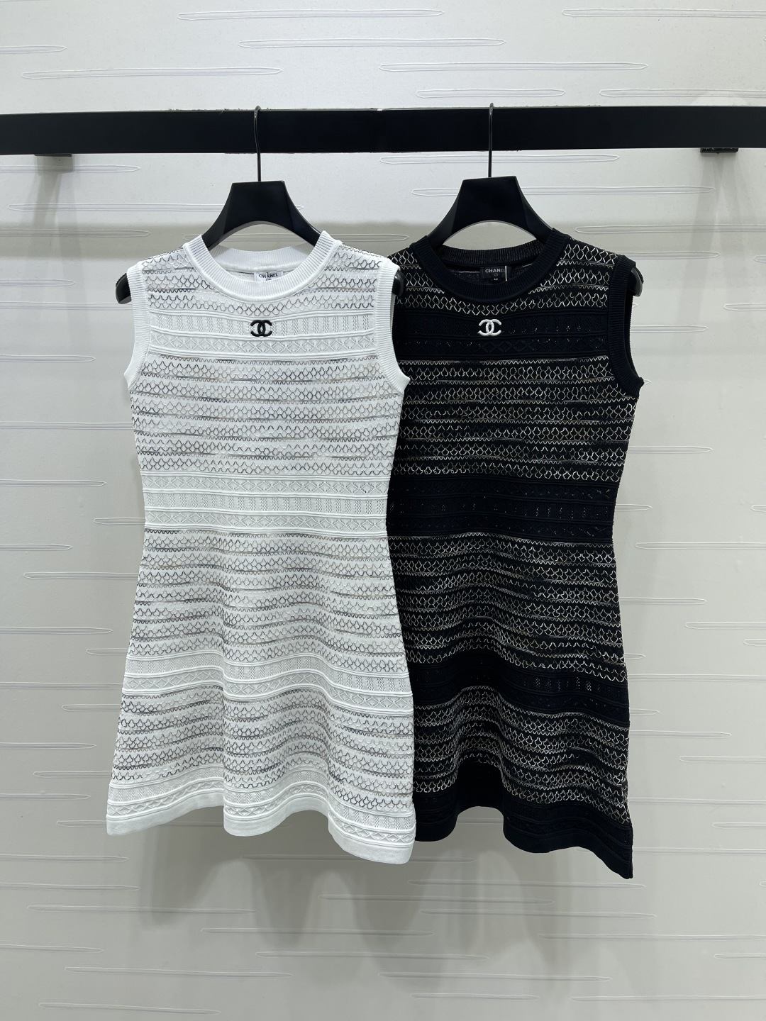 Chanel Hollow Knit Sleeveless A-line Mini Dress