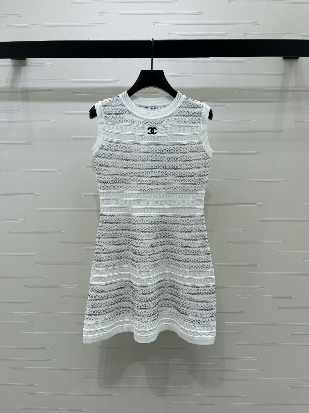 Chanel Hollow Knit Sleeveless A-line Mini Dress