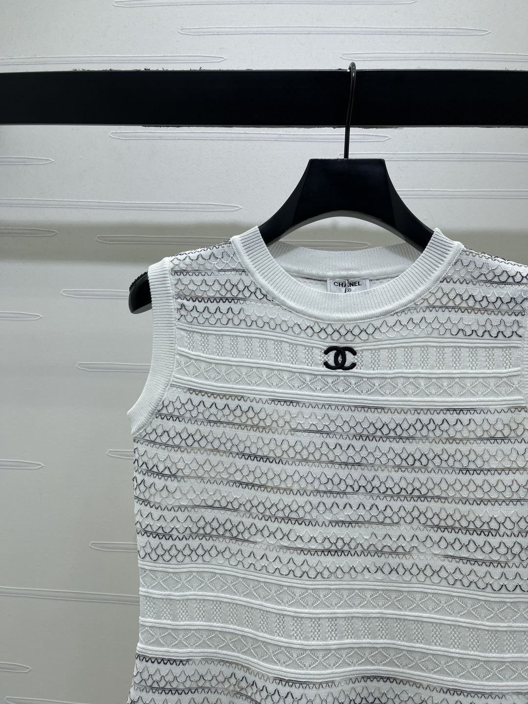 Chanel Hollow Knit Sleeveless A-line Mini Dress