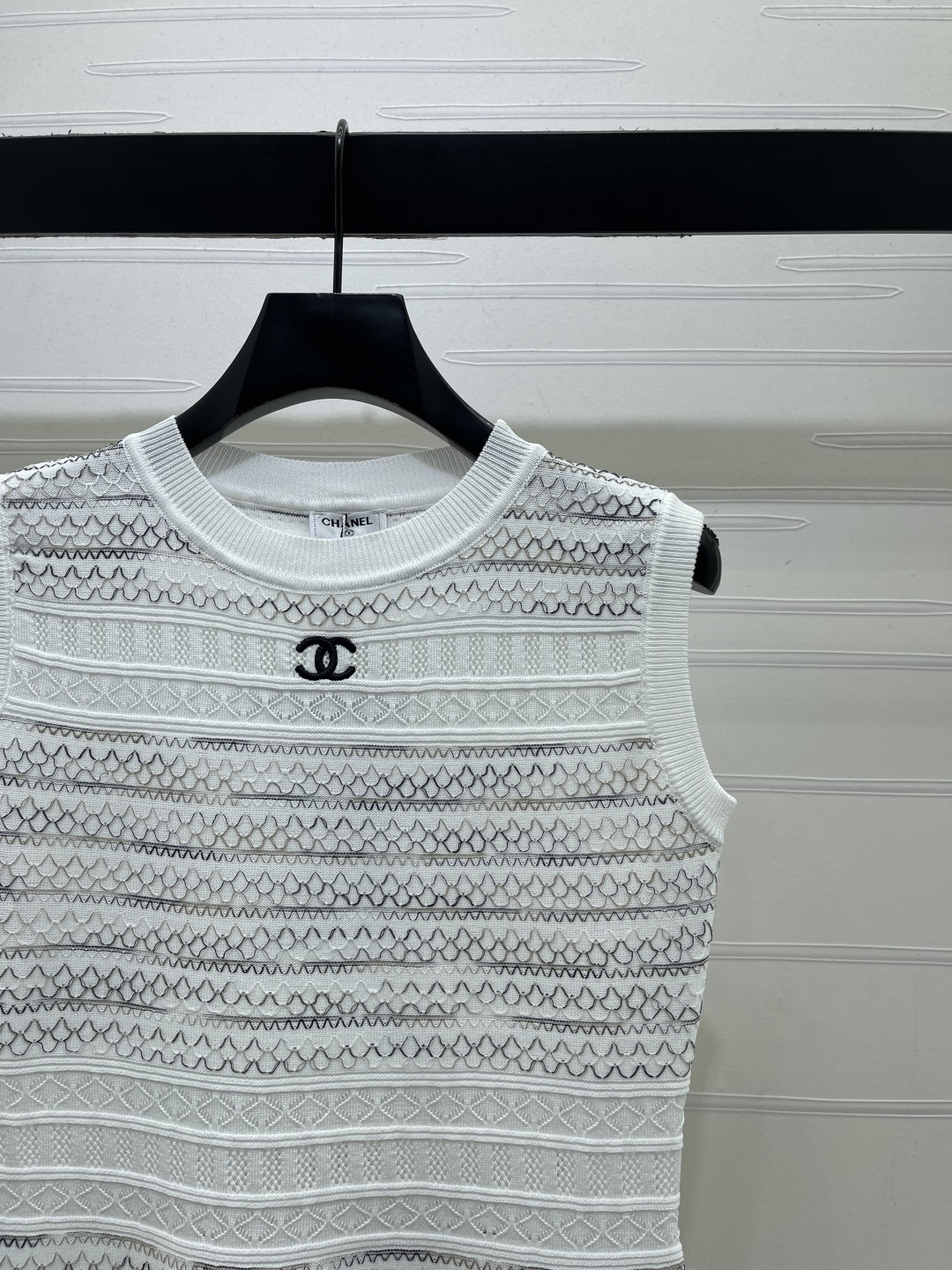 Chanel Hollow Knit Sleeveless A-line Mini Dress