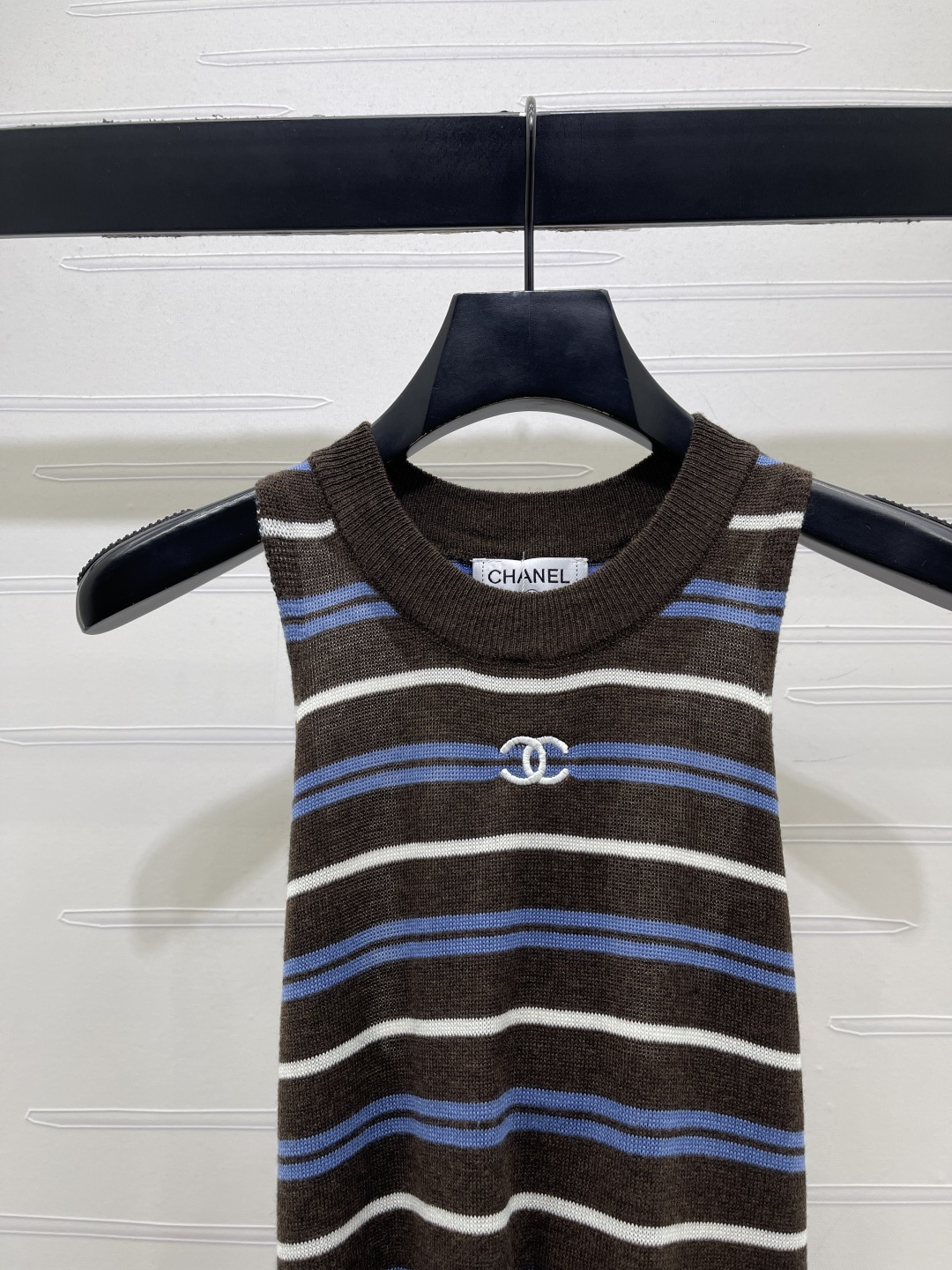 Chanel Sleeveless Knit Drawstring Maxi Dress