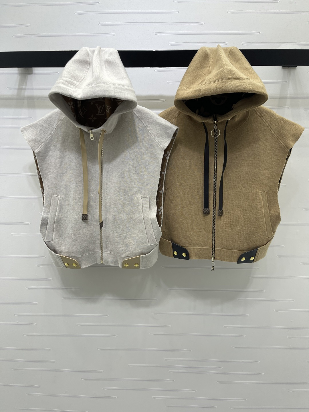 LV Reversible Hooded Sleeveless Zip Vest
