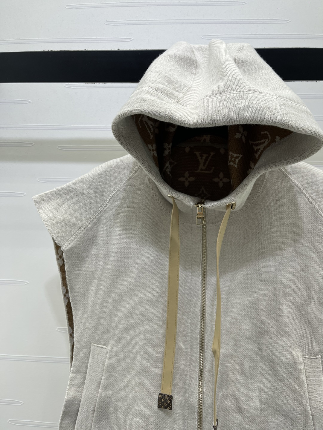 LV Reversible Hooded Sleeveless Zip Vest