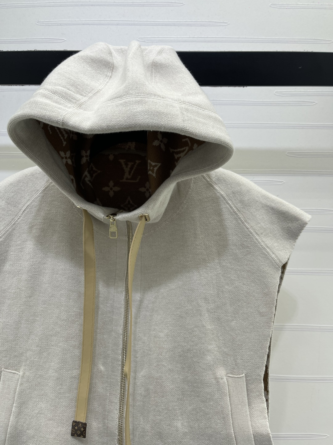 LV Reversible Hooded Sleeveless Zip Vest