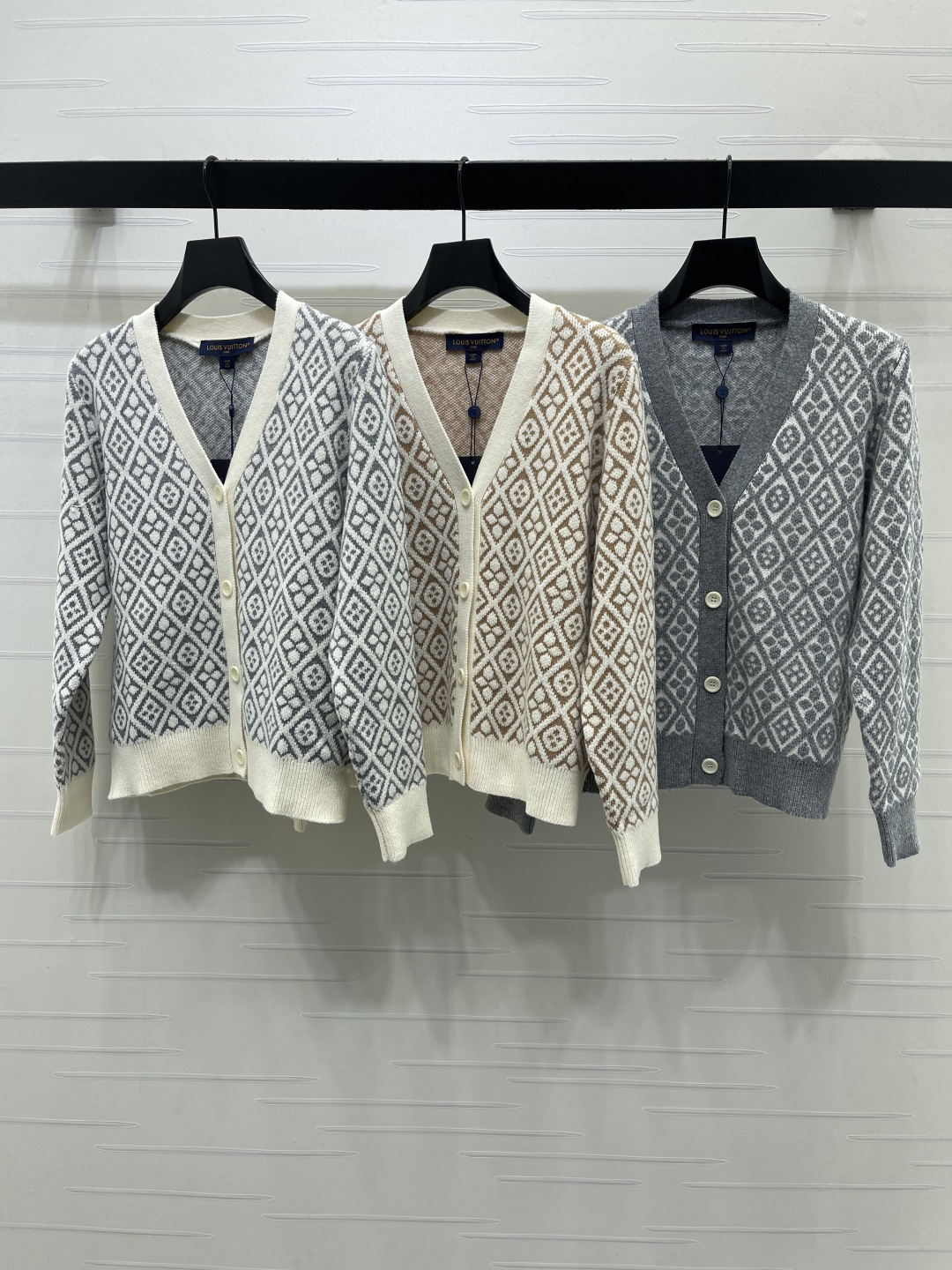 LOUIS VUITTON Collarless Jacquard Cardigan