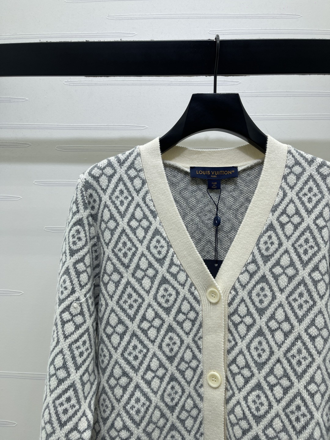 LOUIS VUITTON Collarless Jacquard Cardigan