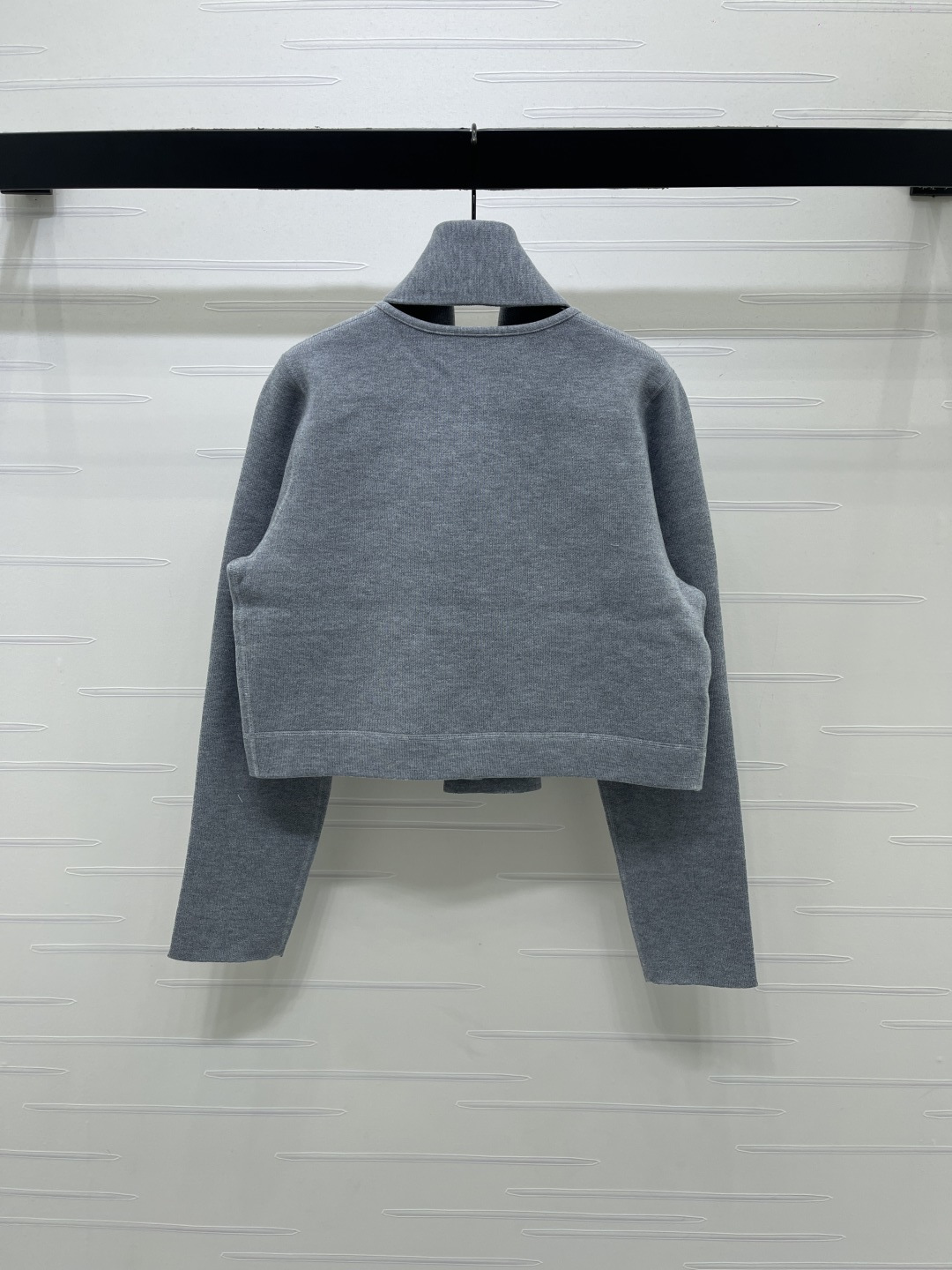 LV Knit Jacket Attached Neck Tie Metal LV Logo