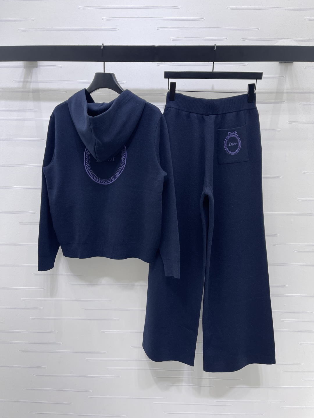 DIOR Navy Logo Embroidery Knit Tracksuit Set