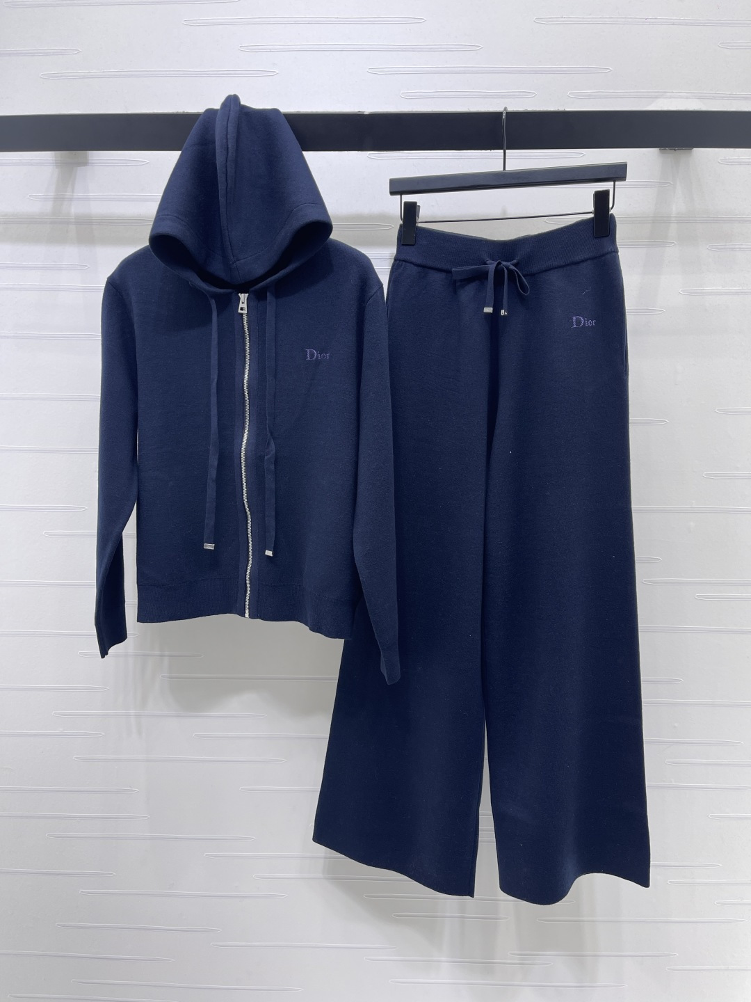 DIOR Navy Logo Embroidery Knit Tracksuit Set