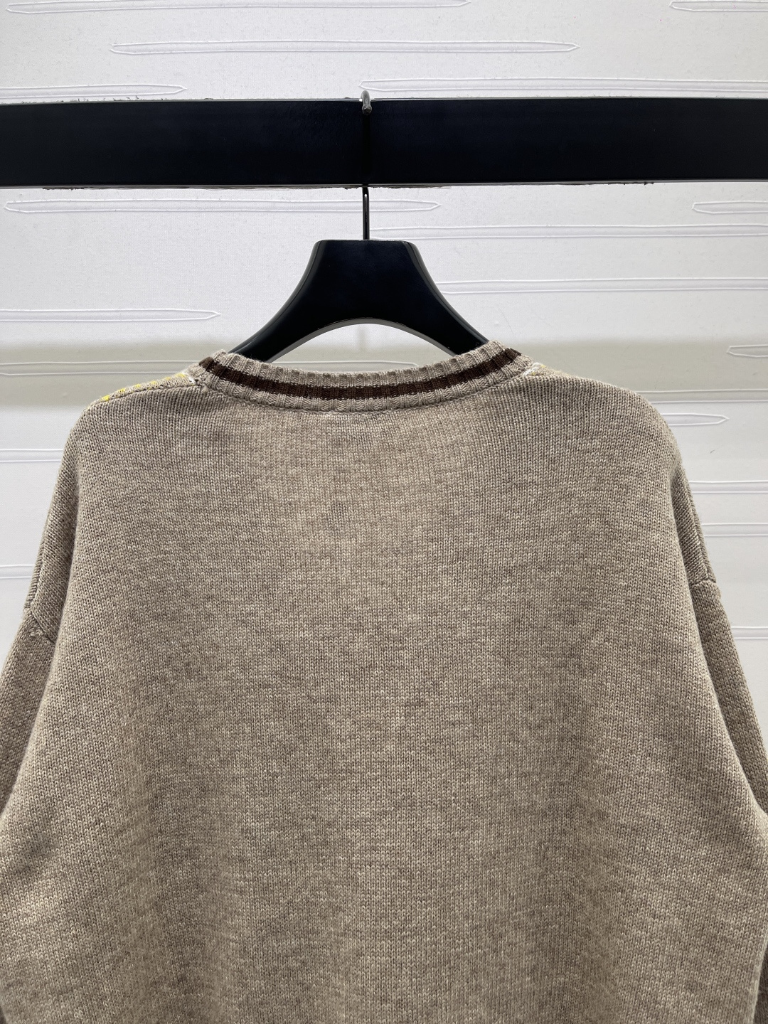 chanel logo argyle cable knit v neck cardigan