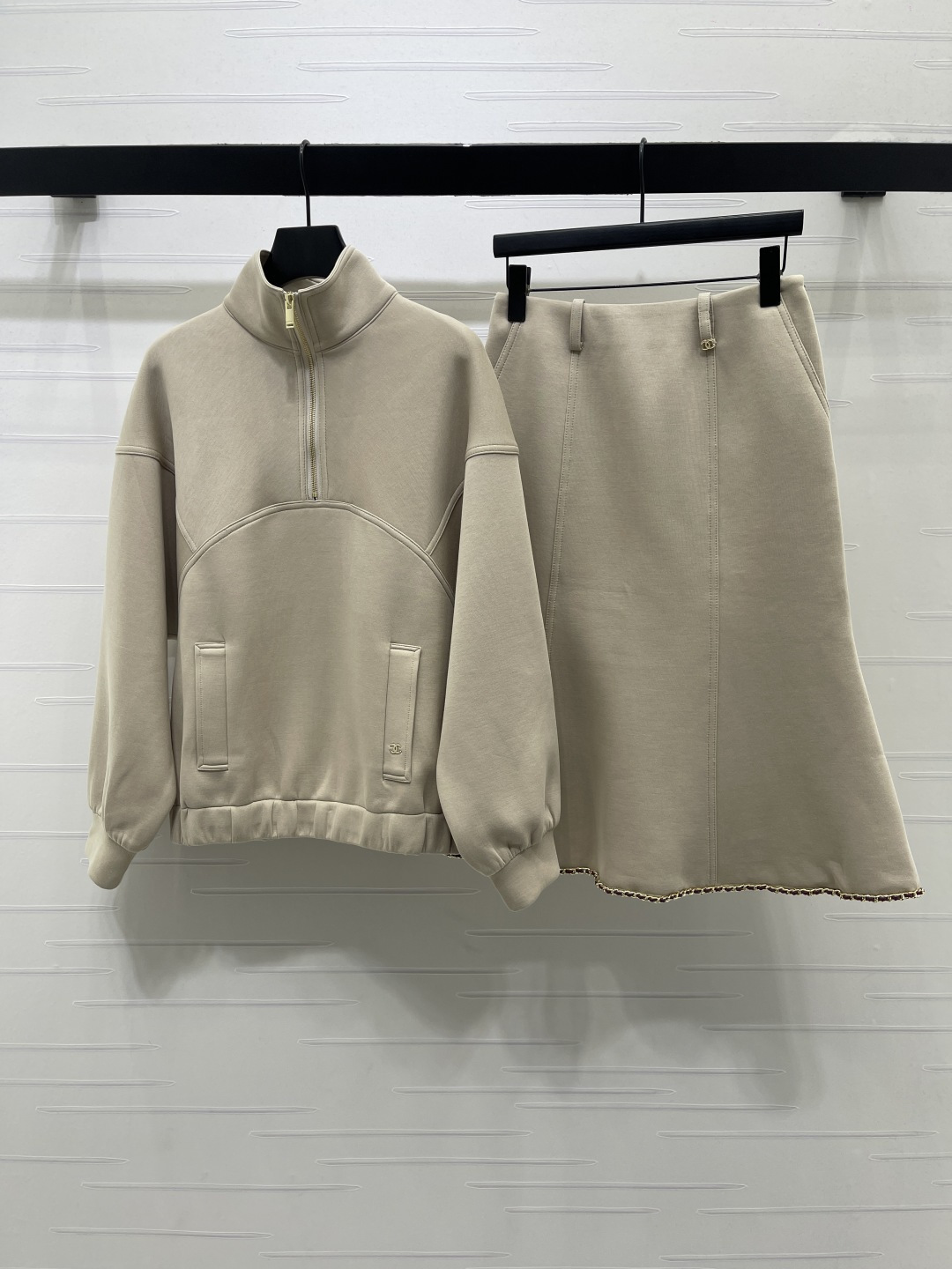 chanel zip jacket mermaid skirt set