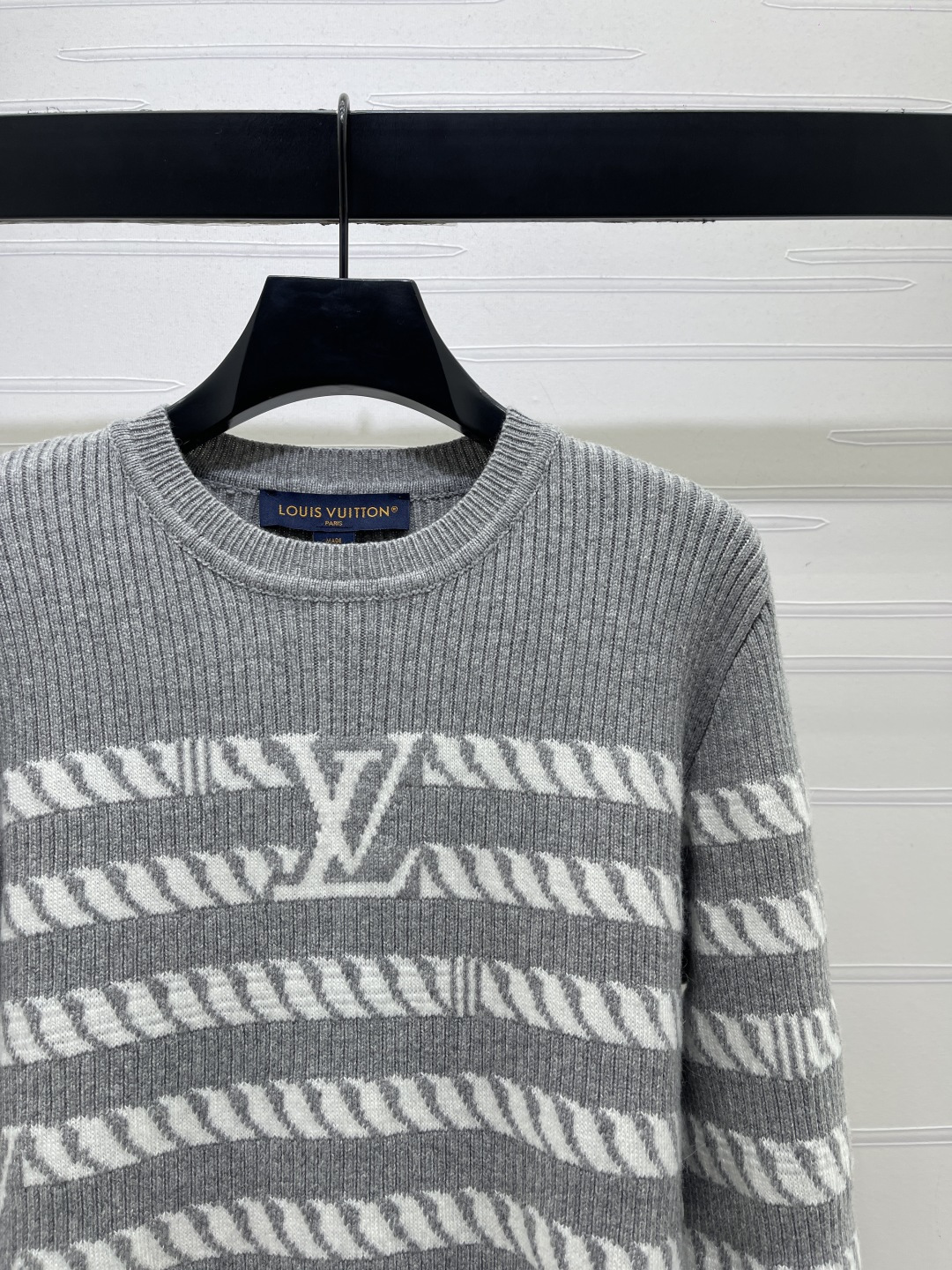 louis vuitton grey striped knit pullover