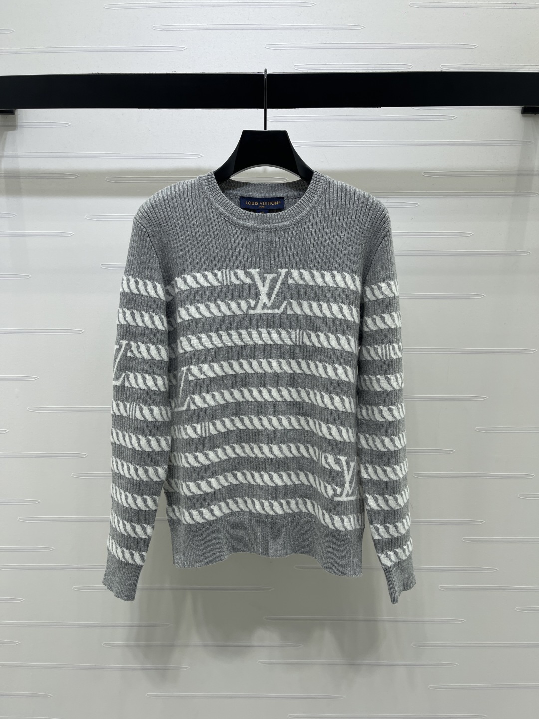 louis vuitton grey striped knit pullover