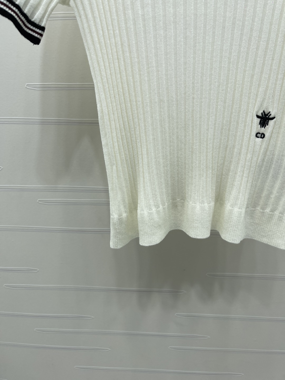 dior bee embroidered striped polo shirt