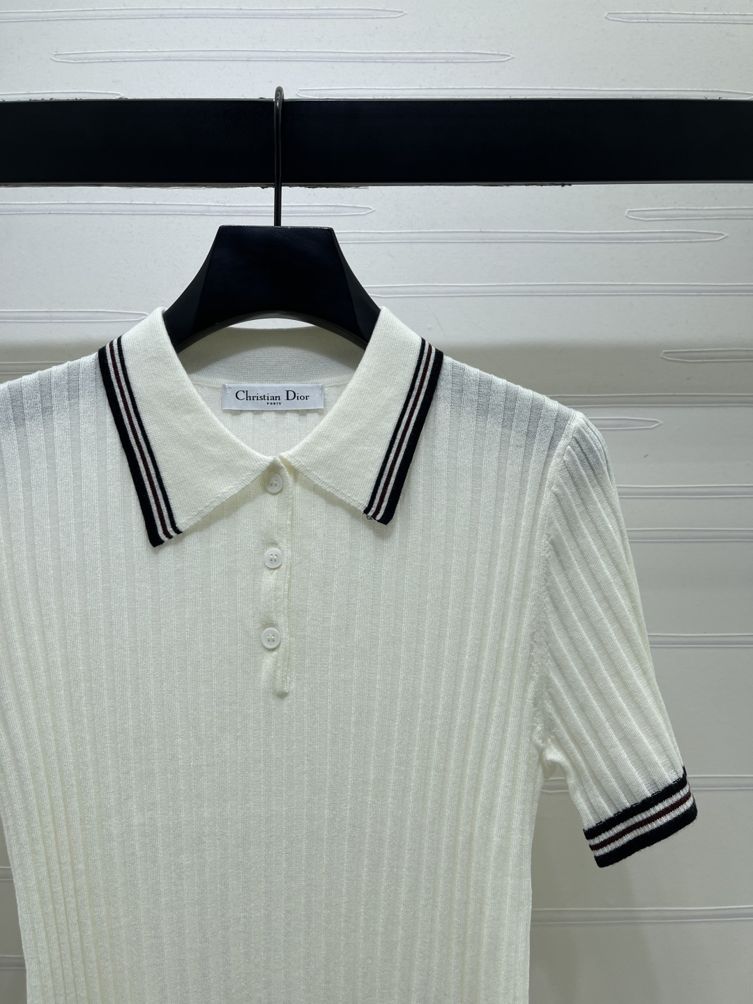 dior bee embroidered striped polo shirt