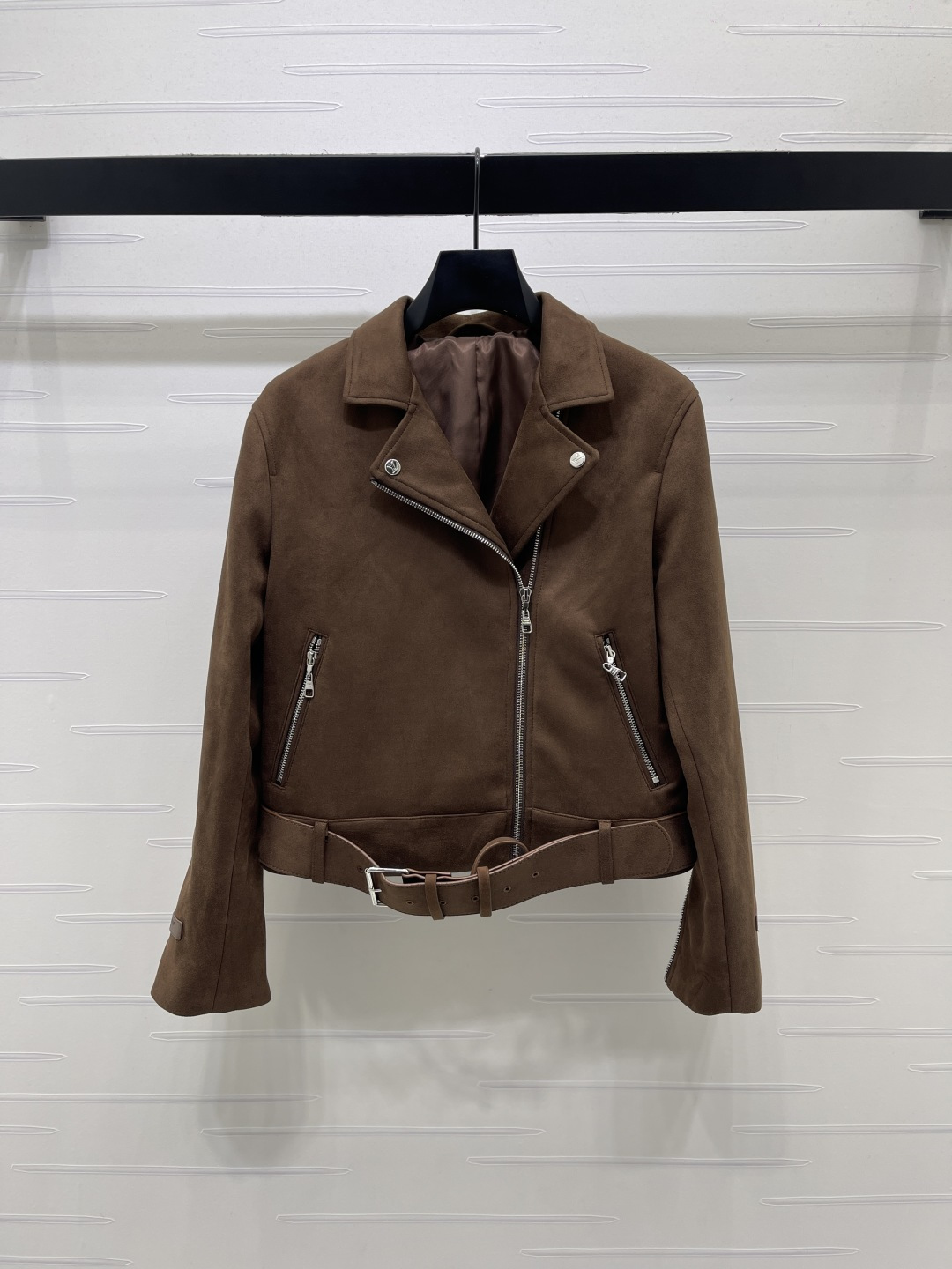 louis vuitton belted suede biker jacket