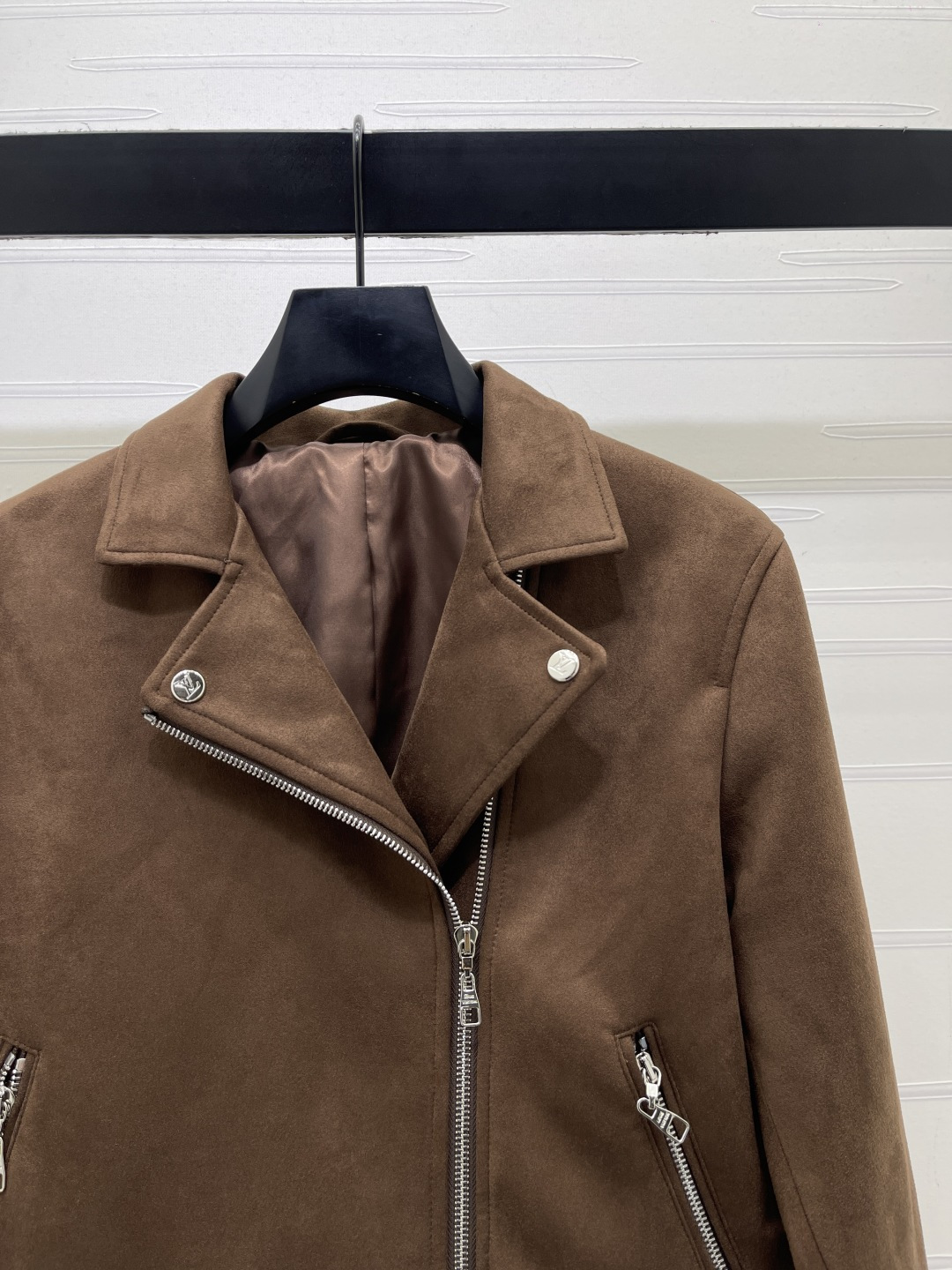 louis vuitton belted suede biker jacket
