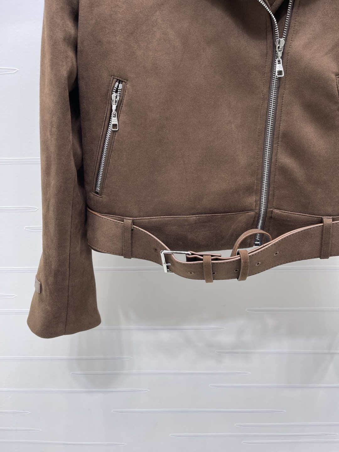 louis vuitton belted suede biker jacket