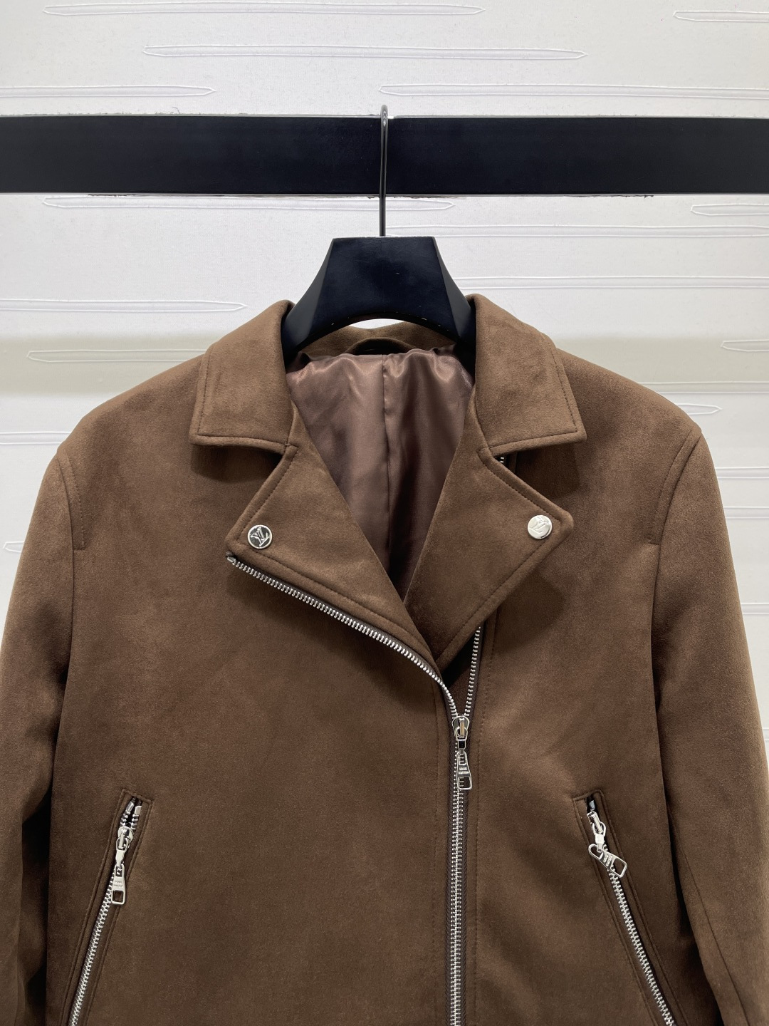 louis vuitton belted suede biker jacket