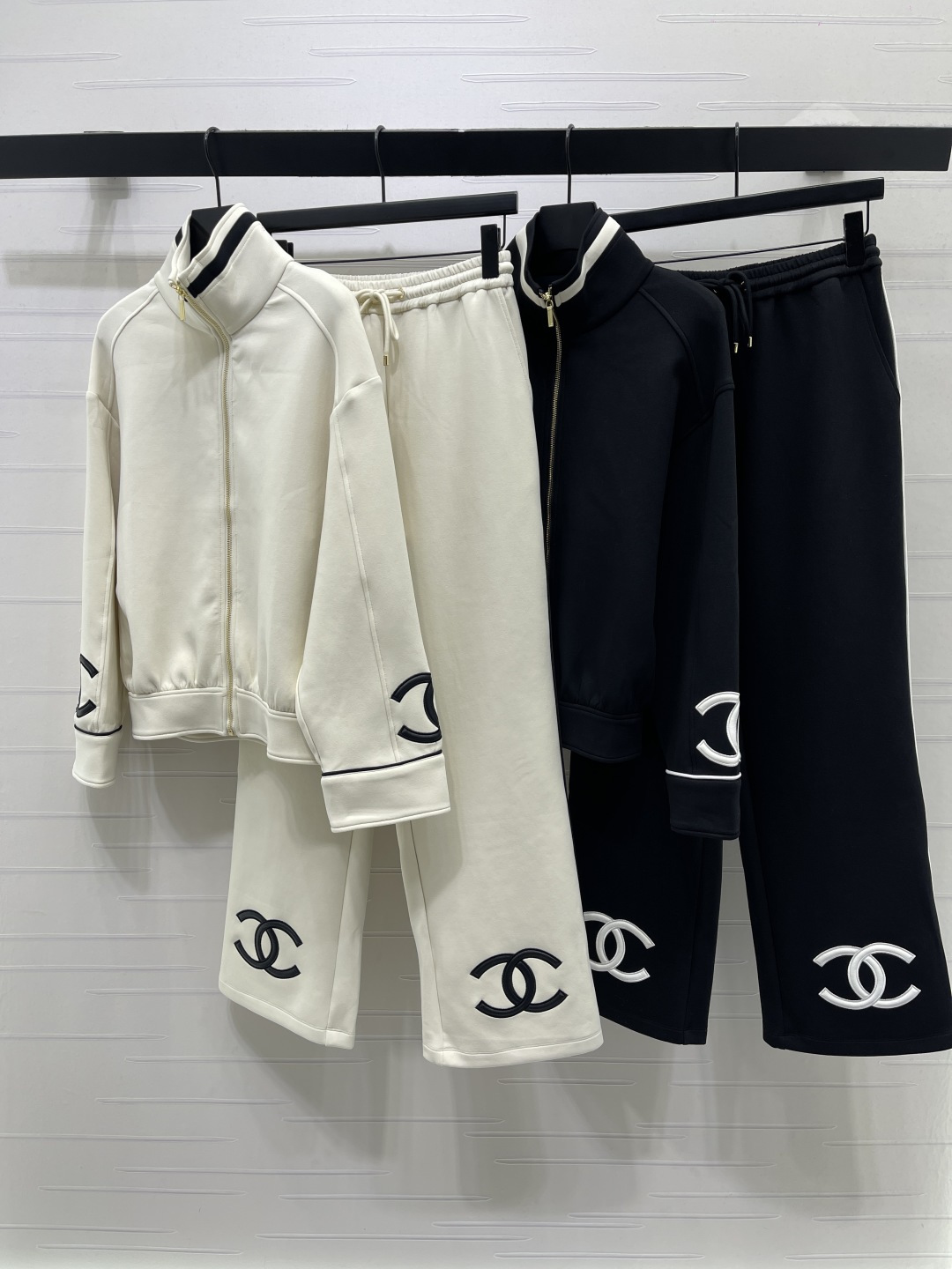 chanel double c embroidered zip jacket pants set