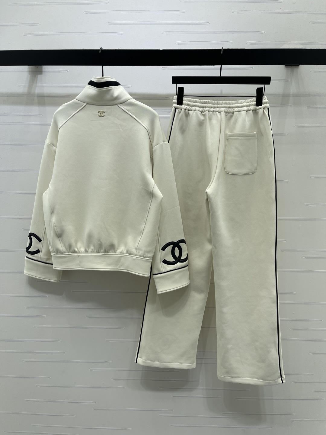 chanel double c embroidered zip jacket pants set