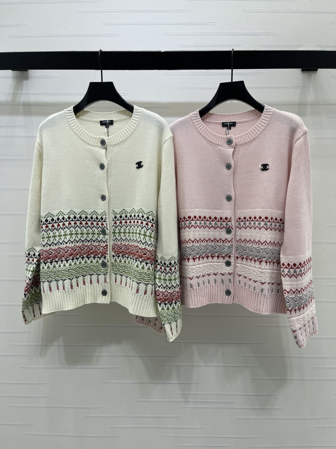 chanel snowflake jacquard knit cardigan