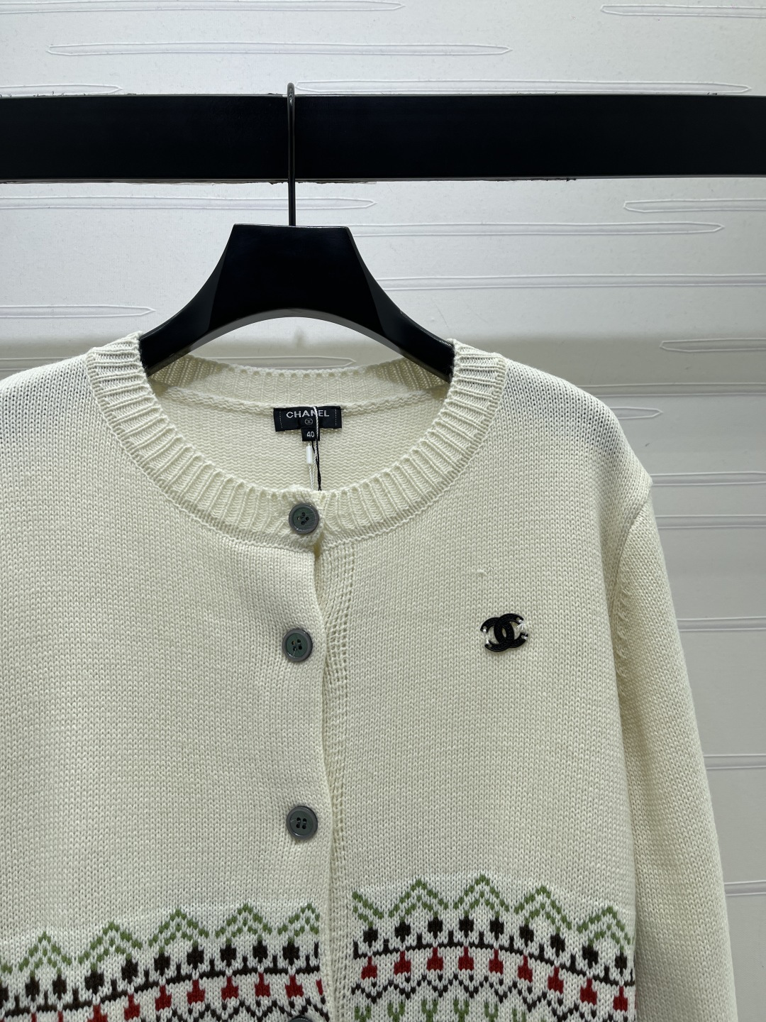 chanel snowflake jacquard knit cardigan