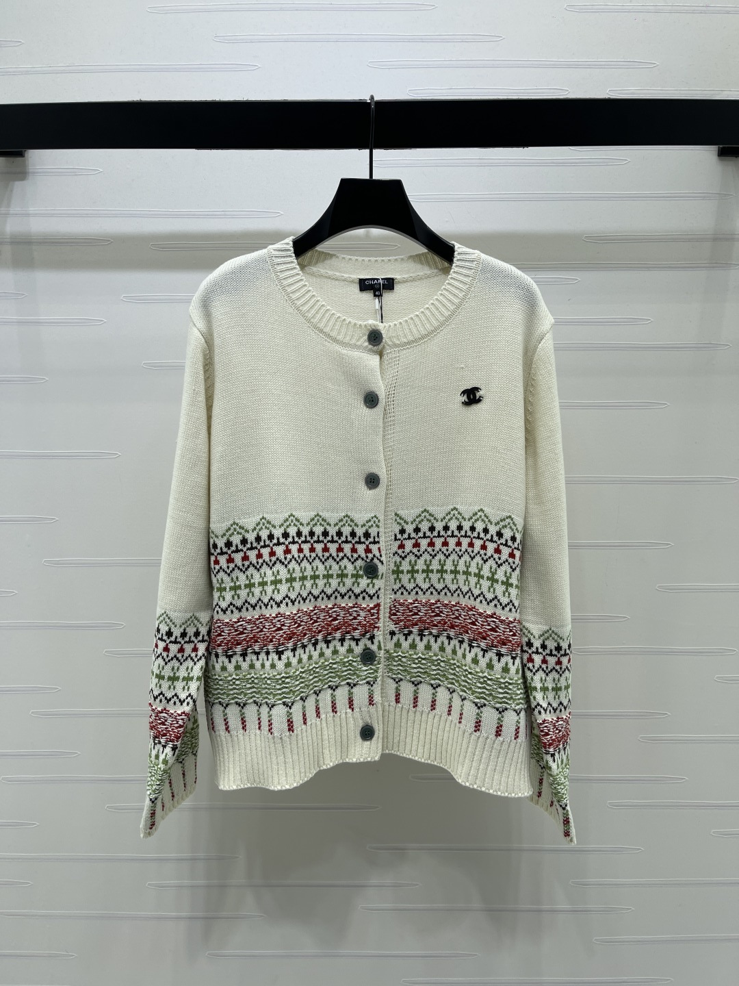 chanel snowflake jacquard knit cardigan