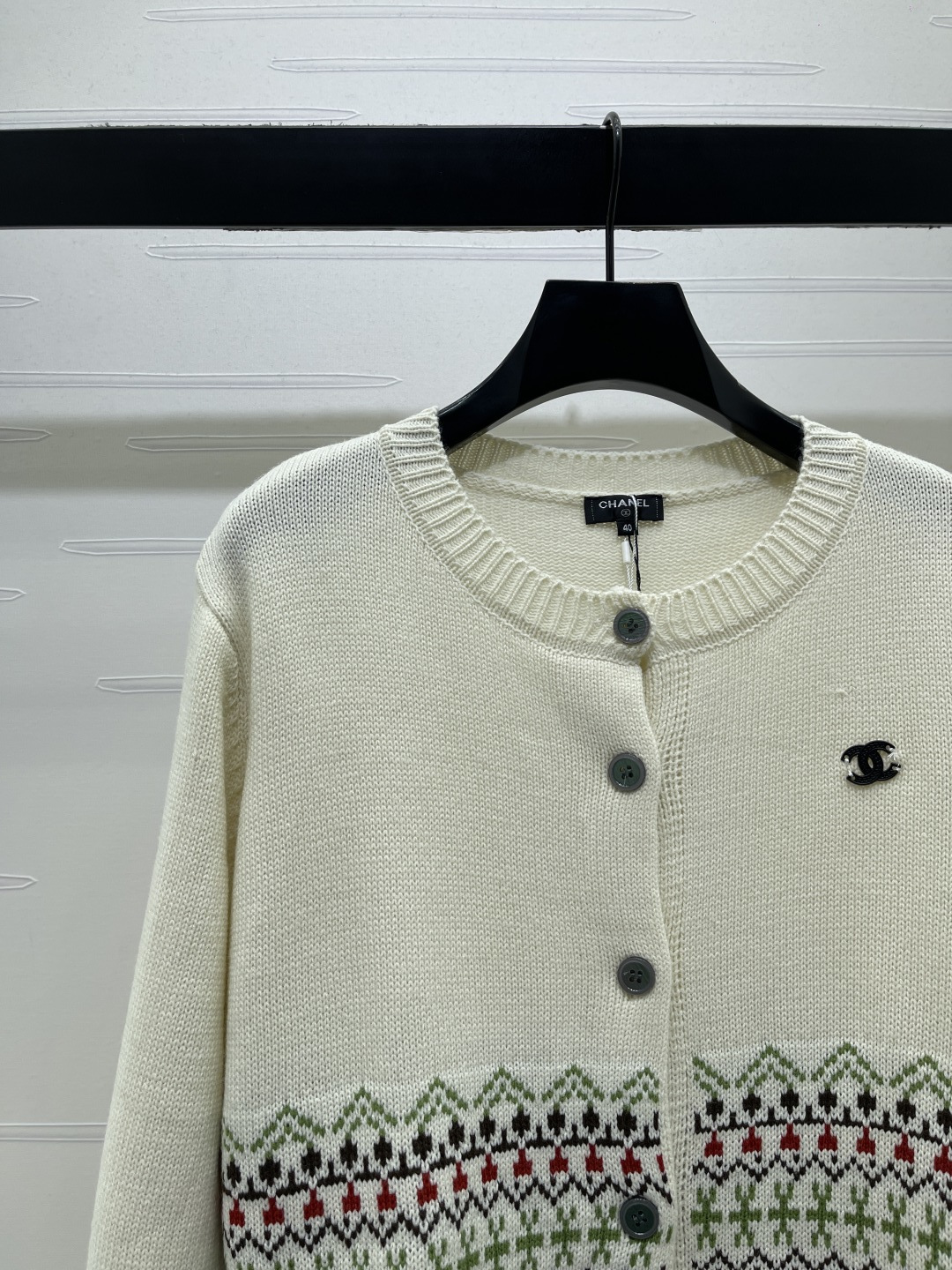 chanel snowflake jacquard knit cardigan