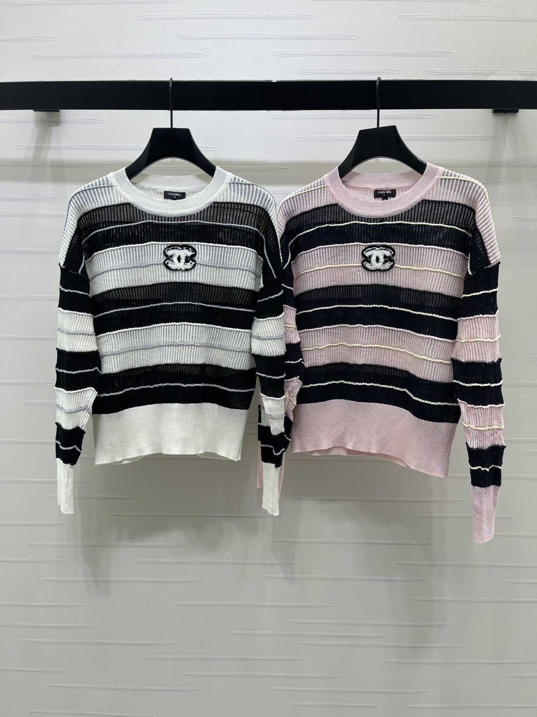 chanel double c striped knit sweater