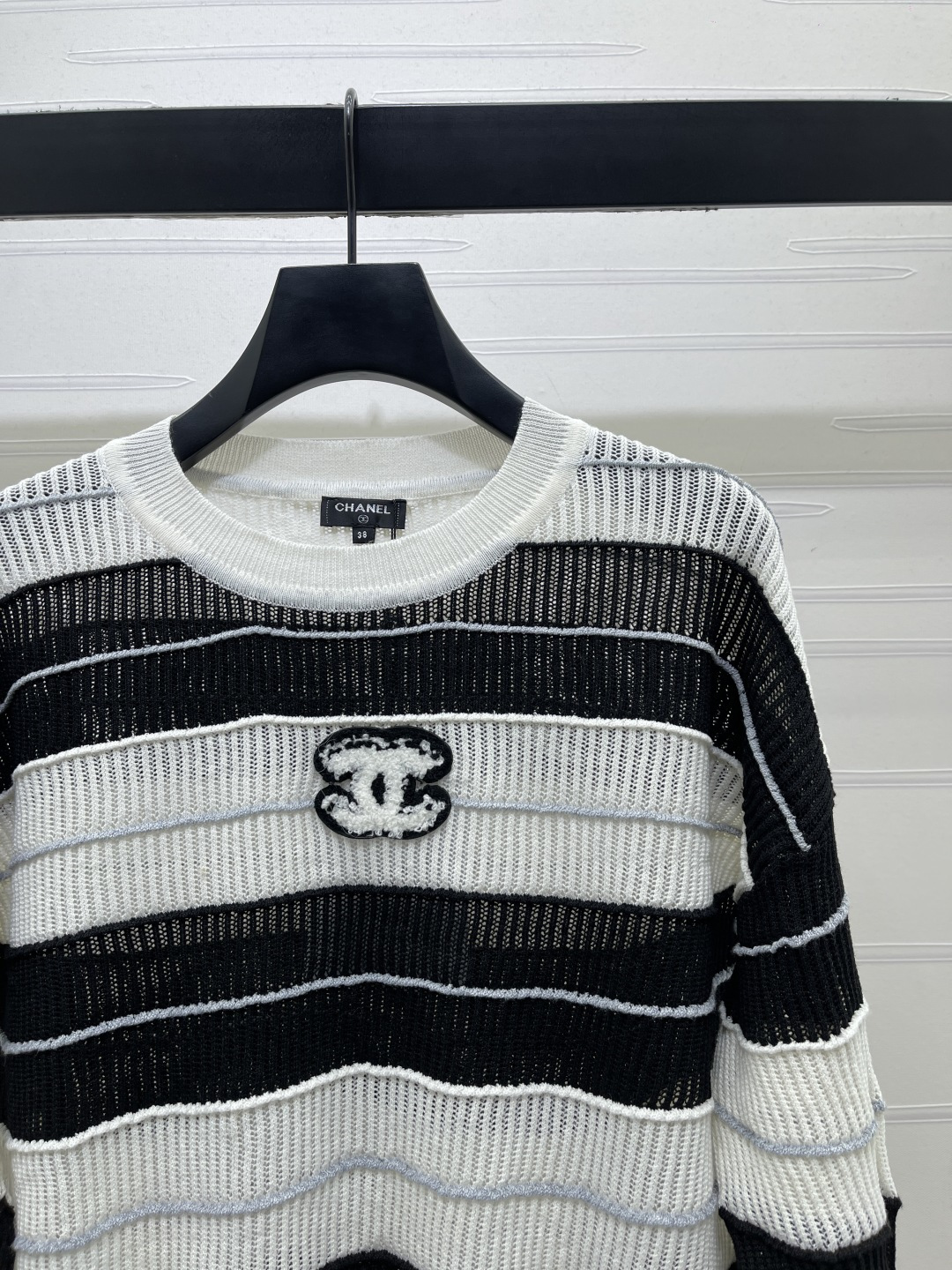 chanel double c striped knit sweater