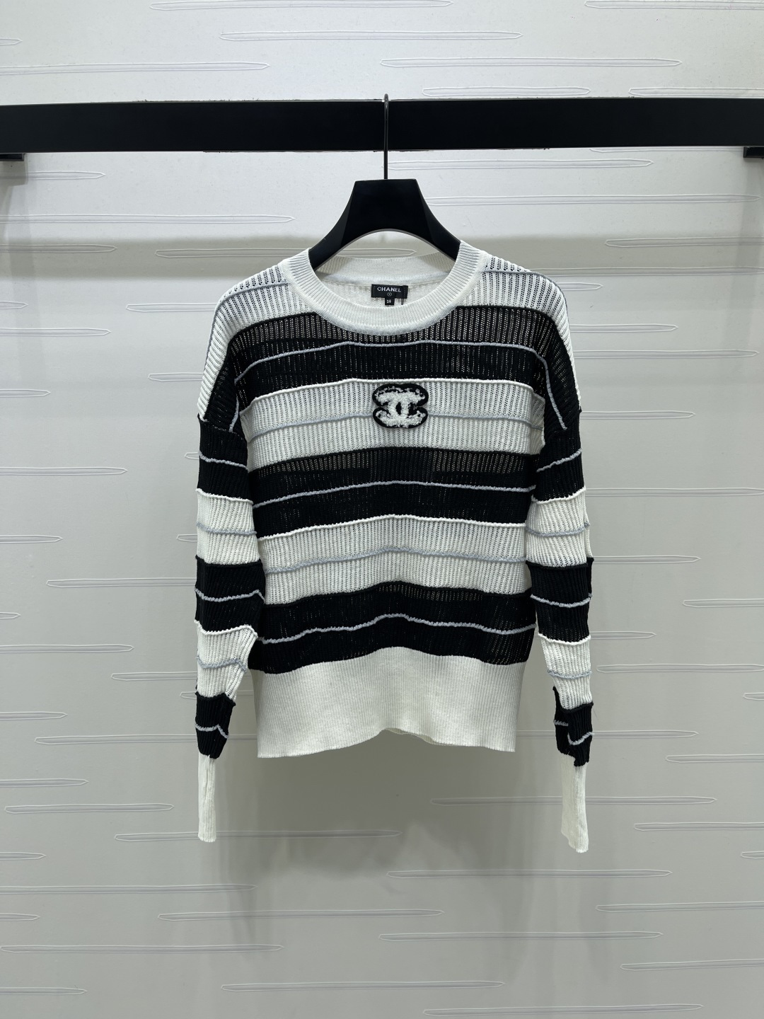 chanel double c striped knit sweater