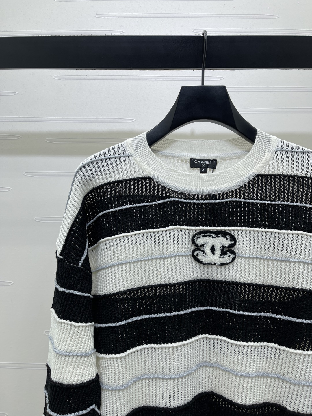 chanel double c striped knit sweater
