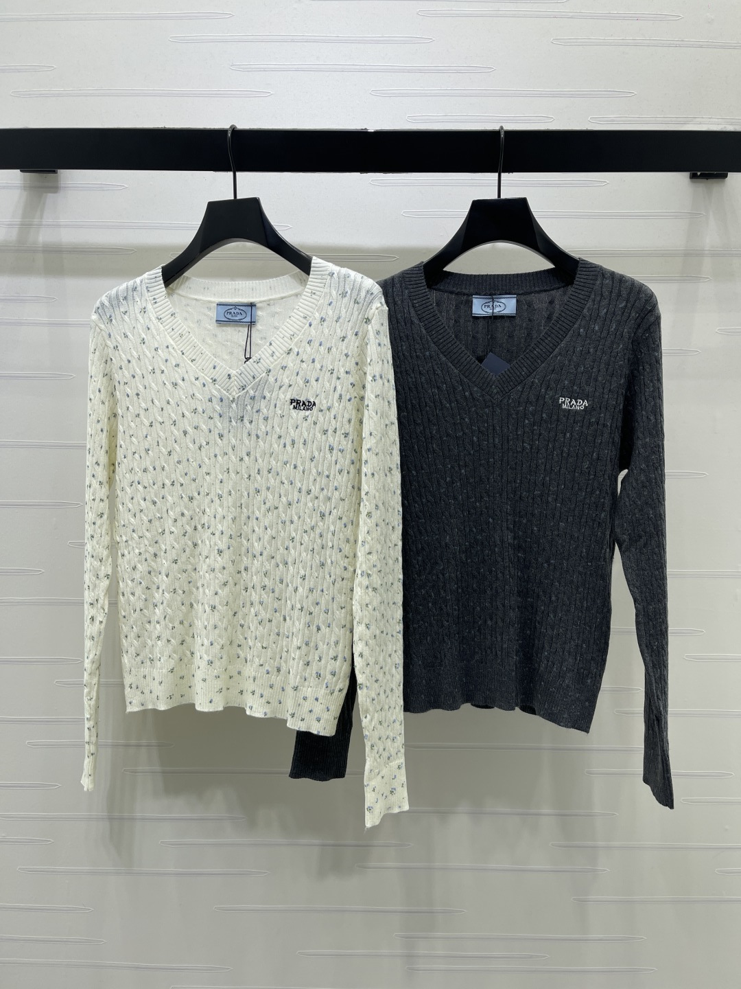 Prada Openwork V-Neck Sweater