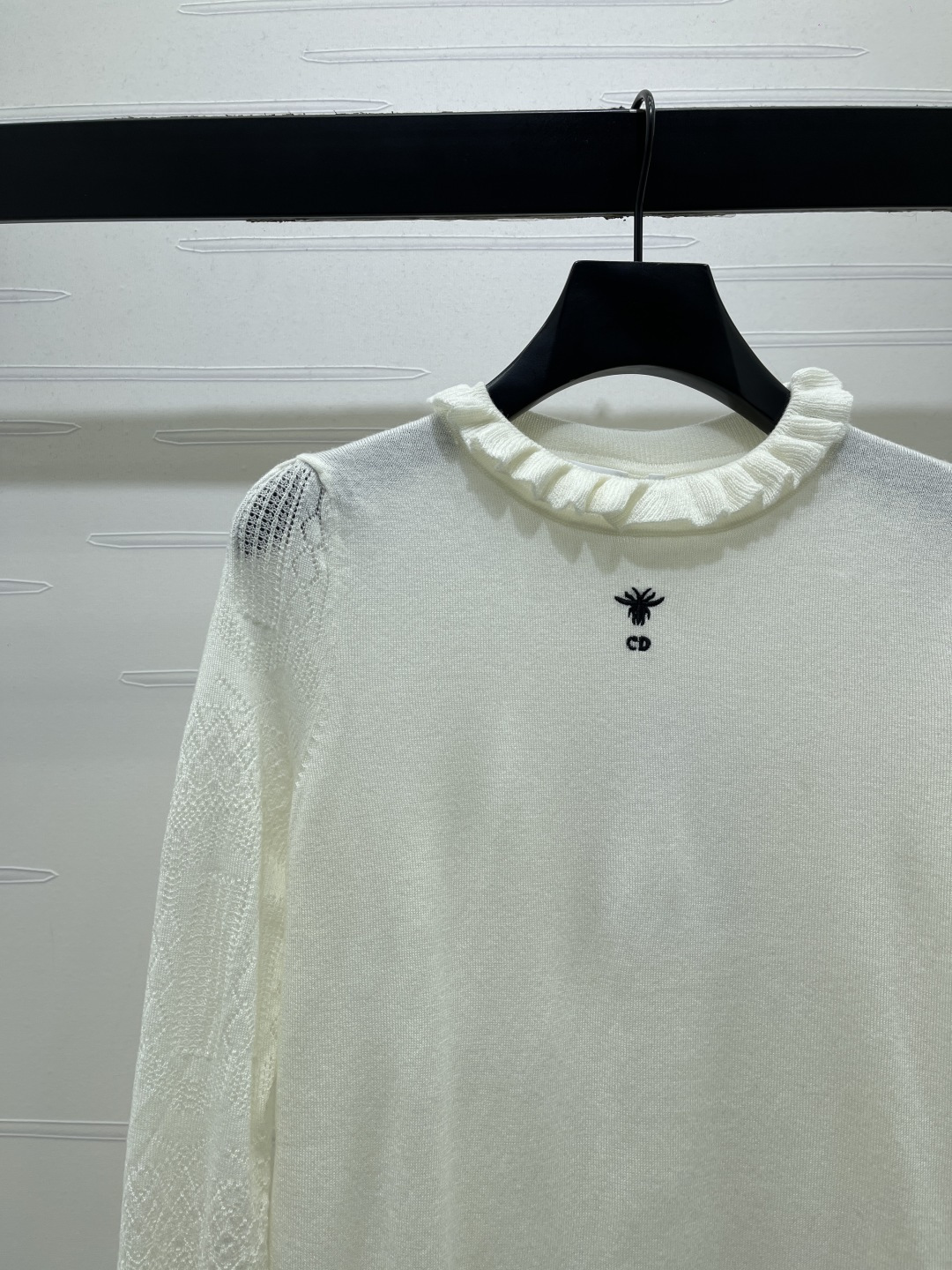 Ruffle Trim Logo Sweater