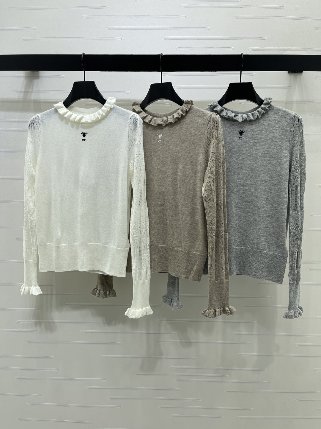 Ruffle Trim Logo Sweater