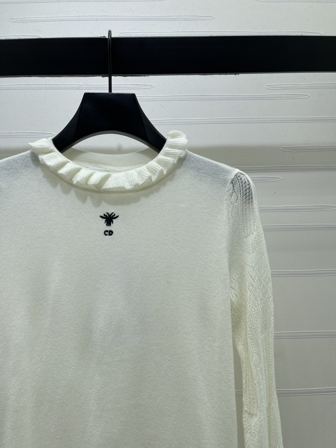 Ruffle Trim Logo Sweater
