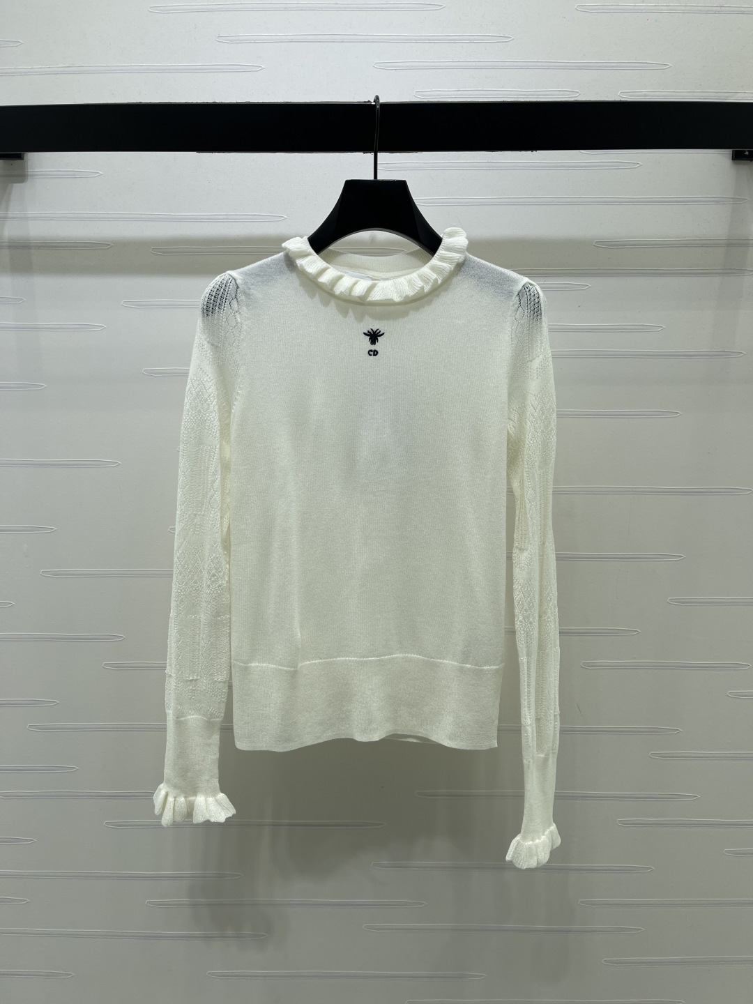 Ruffle Trim Logo Sweater