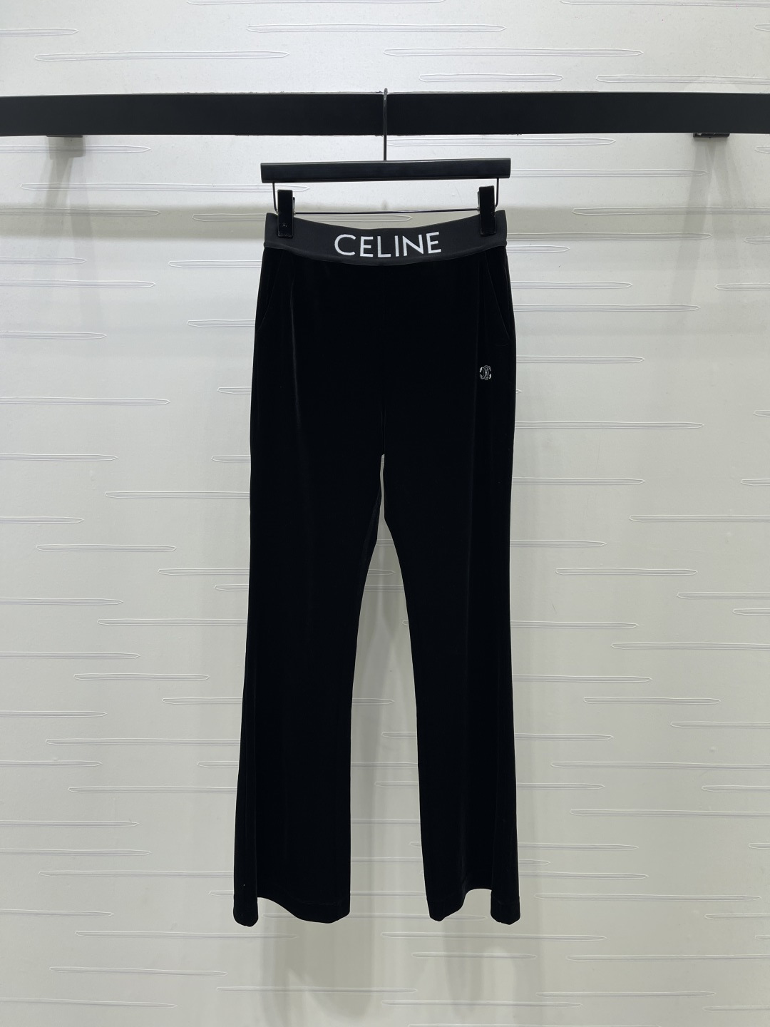 Celine Black Logo Flared Trousers