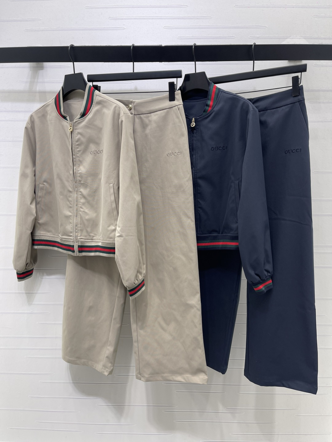 Gucci Beige Stripe Trim Track Set