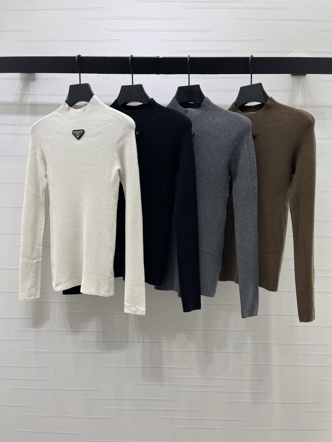 Prada Logo Ribbed Knit Sweater