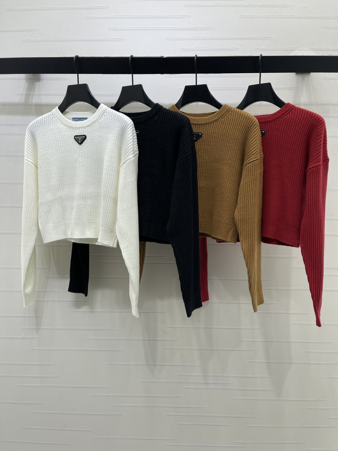 Prada Cropped Ribbed Knit Sweater