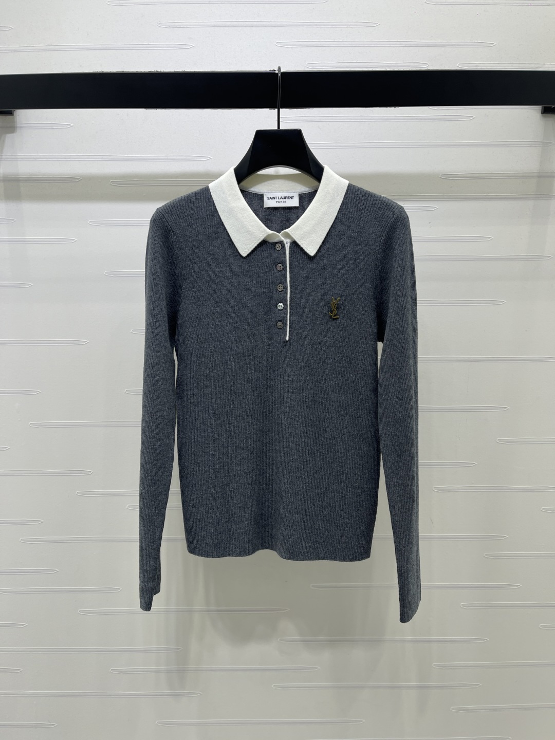 Saint Laurent Contrast Collar Knit Top